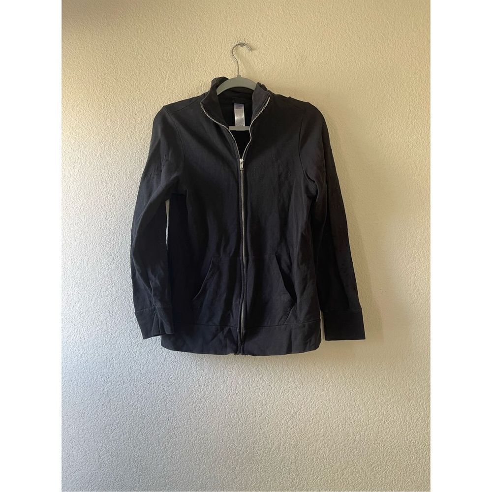 Harley Davidson womens black glitter embellished zip up jacket size large‎